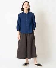 NHLGW41300 GIANNI LO GIUDICE(小さいサイズ)(メゾン ドゥ サンク) [セットアップ対応]ステッチ刺繍ワイドクロップドパンツ ダークブラウン