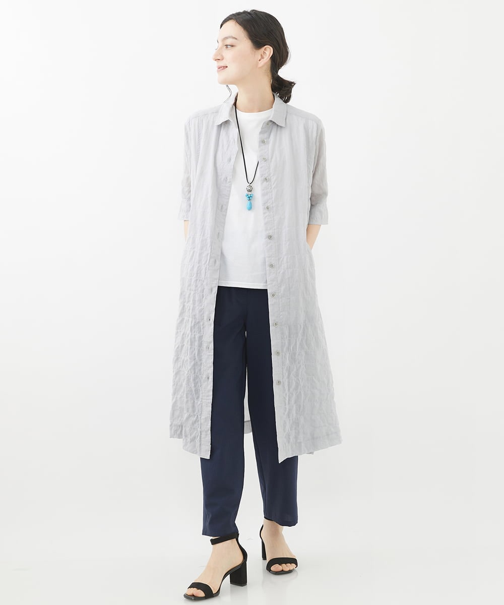 NHLGX87190 GIANNI LO GIUDICE(小さいサイズ)(メゾン ドゥ サンク) [日本製]麻調ツイルベイカーパンツ ブルー