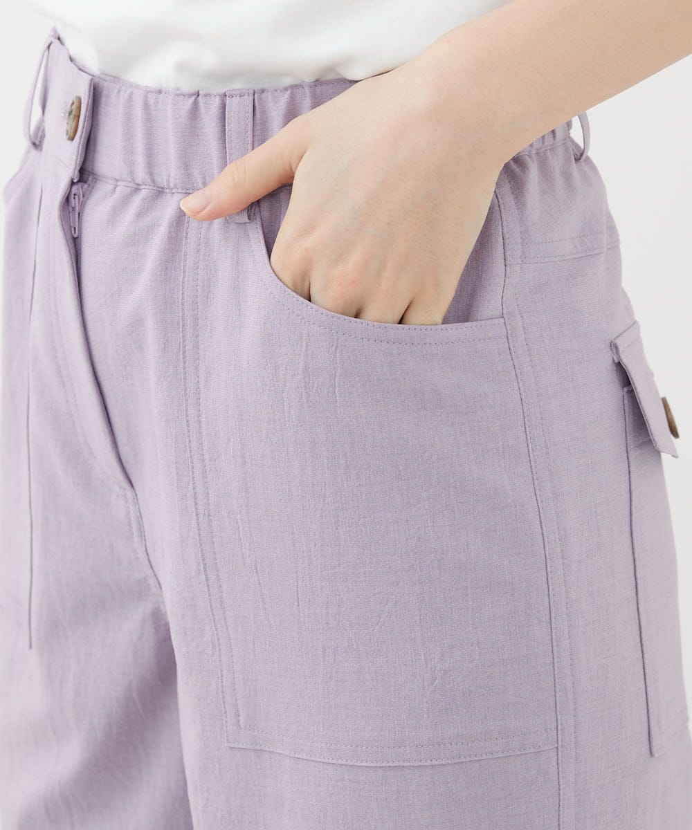 NHLGX87190 GIANNI LO GIUDICE(小さいサイズ)(メゾン ドゥ サンク) [日本製]麻調ツイルベイカーパンツ ブルー