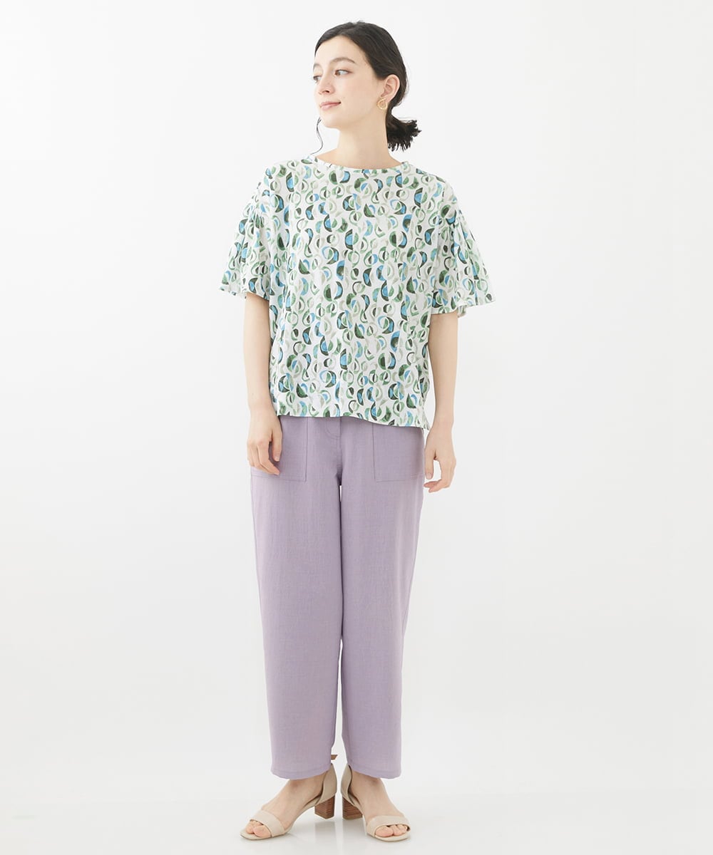 NHLGX87190 GIANNI LO GIUDICE(小さいサイズ)(メゾン ドゥ サンク) [日本製]麻調ツイルベイカーパンツ ブルー