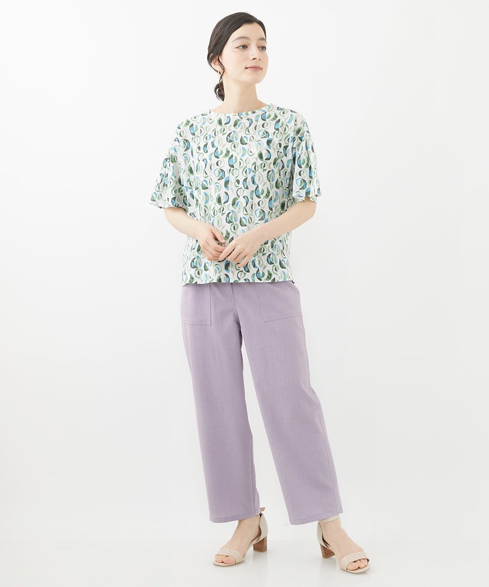 NHLGX87190 GIANNI LO GIUDICE(小さいサイズ)(メゾン ドゥ サンク) [日本製]麻調ツイルベイカーパンツ ブルー