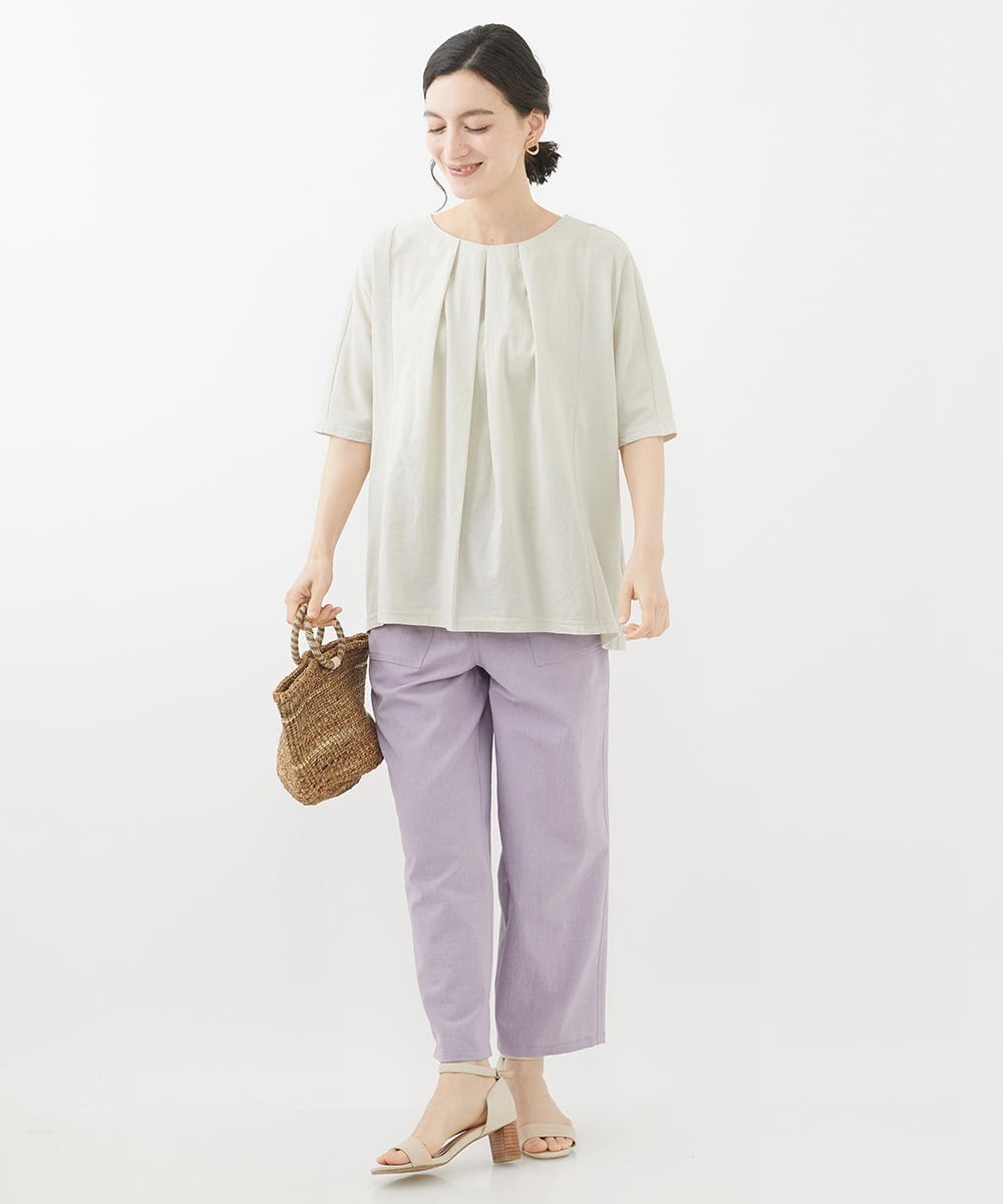 NHLGX87190 GIANNI LO GIUDICE(小さいサイズ)(メゾン ドゥ サンク) [日本製]麻調ツイルベイカーパンツ ブルー