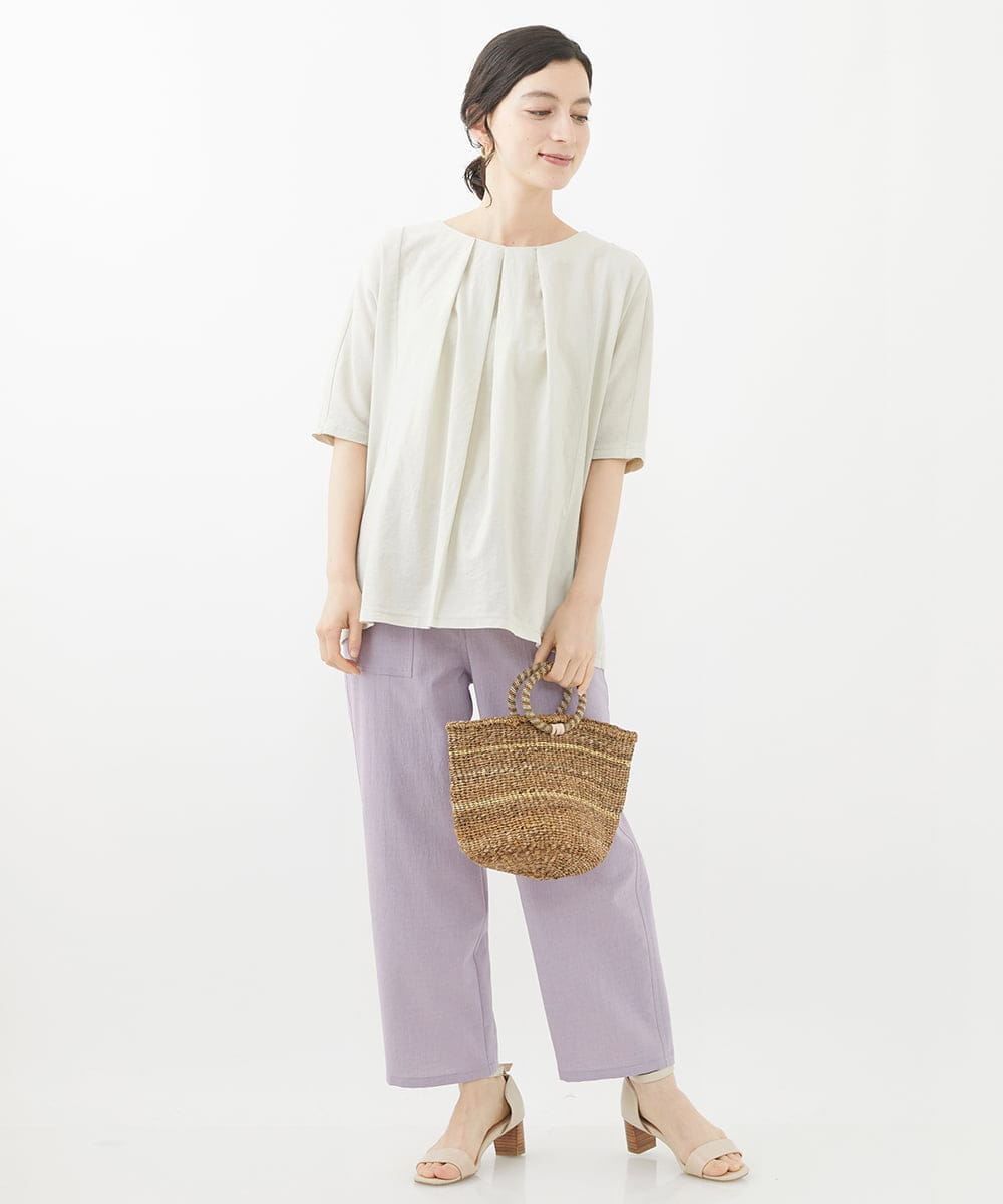 NHLGX87190 GIANNI LO GIUDICE(小さいサイズ)(メゾン ドゥ サンク) [日本製]麻調ツイルベイカーパンツ ブルー