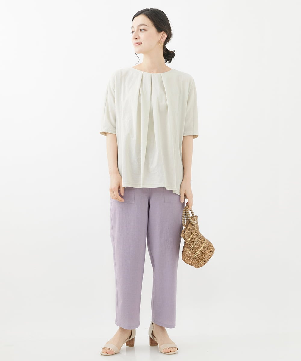 NHLGX87190 GIANNI LO GIUDICE(小さいサイズ)(メゾン ドゥ サンク) [日本製]麻調ツイルベイカーパンツ ブルー