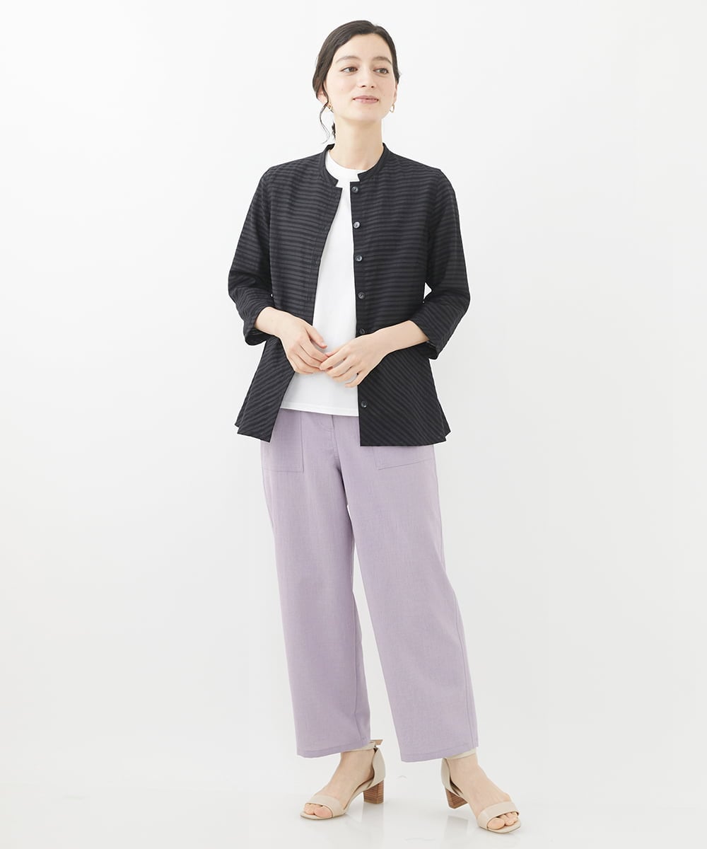 NHLGX87190 GIANNI LO GIUDICE(小さいサイズ)(メゾン ドゥ サンク) [日本製]麻調ツイルベイカーパンツ ブルー