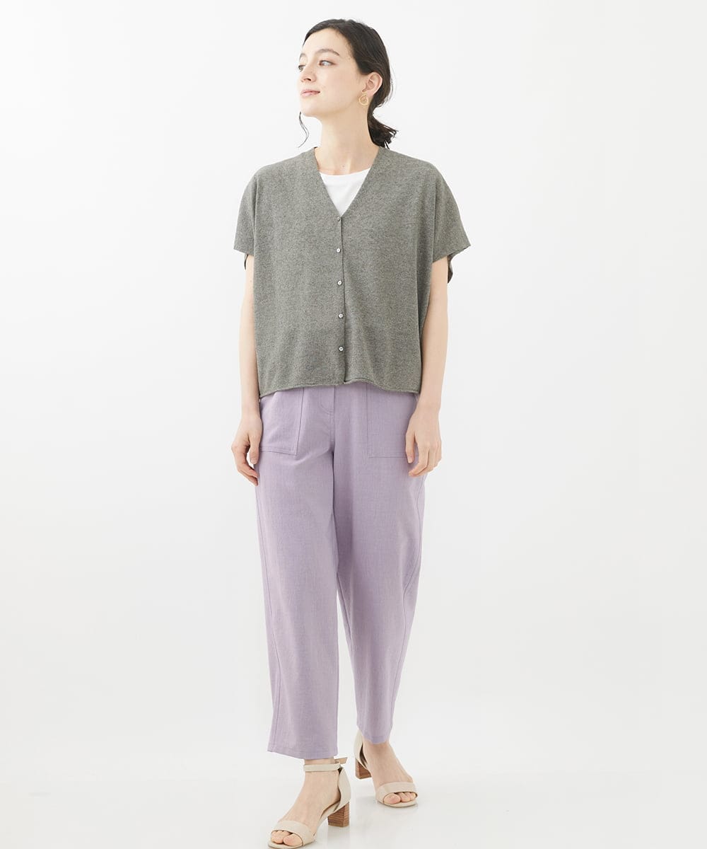 NHLGX87190 GIANNI LO GIUDICE(小さいサイズ)(メゾン ドゥ サンク) [日本製]麻調ツイルベイカーパンツ ブルー