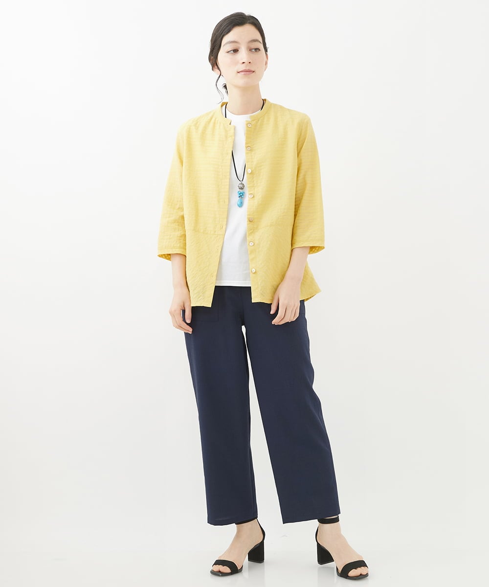 NHLGX87190 GIANNI LO GIUDICE(小さいサイズ)(メゾン ドゥ サンク) [日本製]麻調ツイルベイカーパンツ ブルー