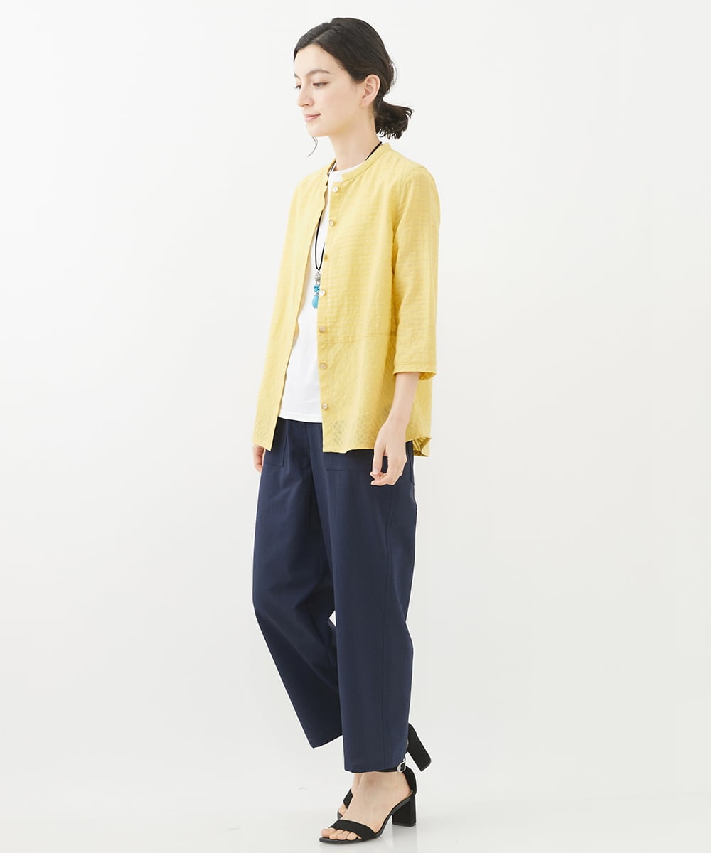 NHLGX87190 GIANNI LO GIUDICE(小さいサイズ)(メゾン ドゥ サンク) [日本製]麻調ツイルベイカーパンツ ブルー