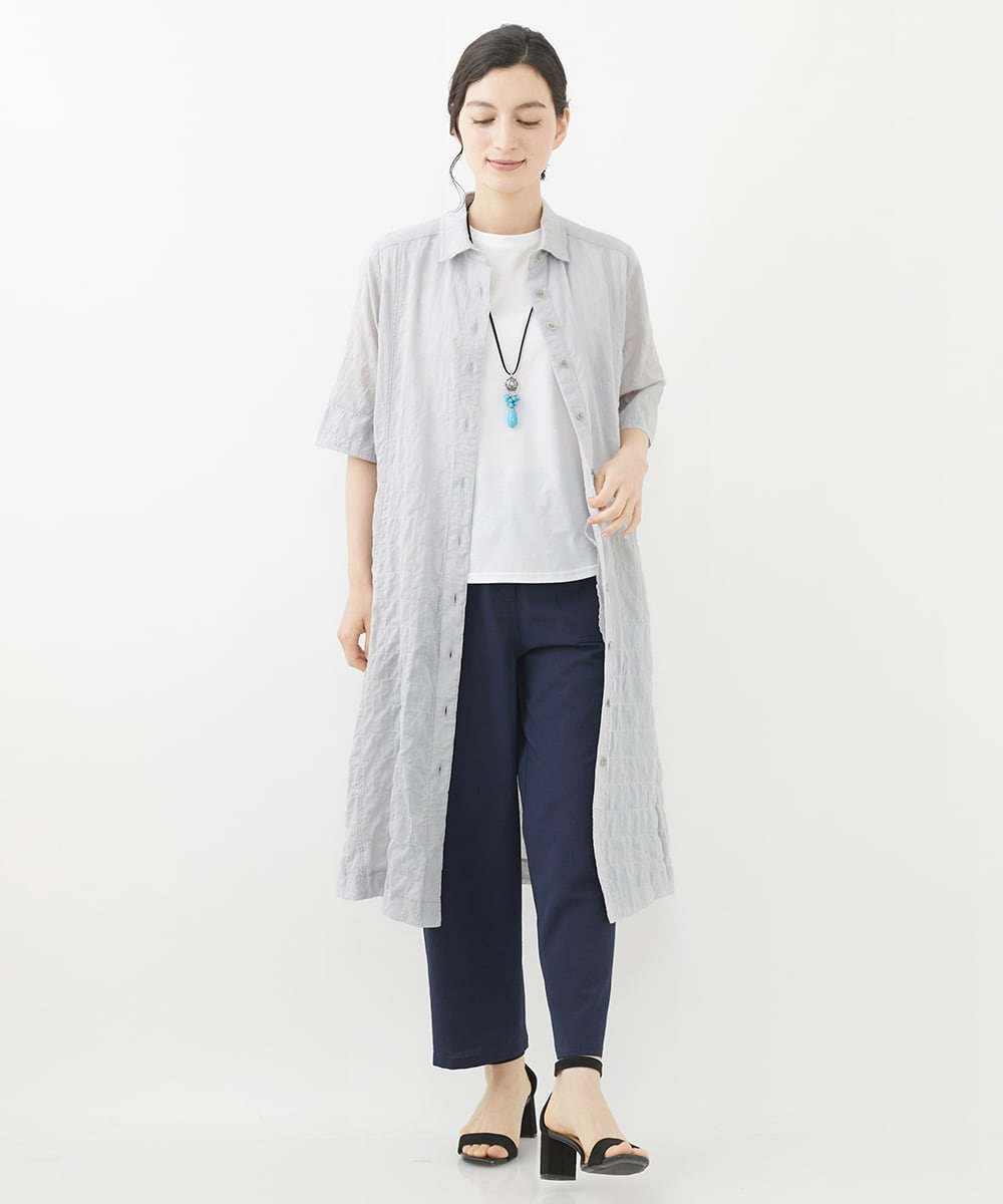 NHLGX87190 GIANNI LO GIUDICE(小さいサイズ)(メゾン ドゥ サンク) [日本製]麻調ツイルベイカーパンツ ブルー