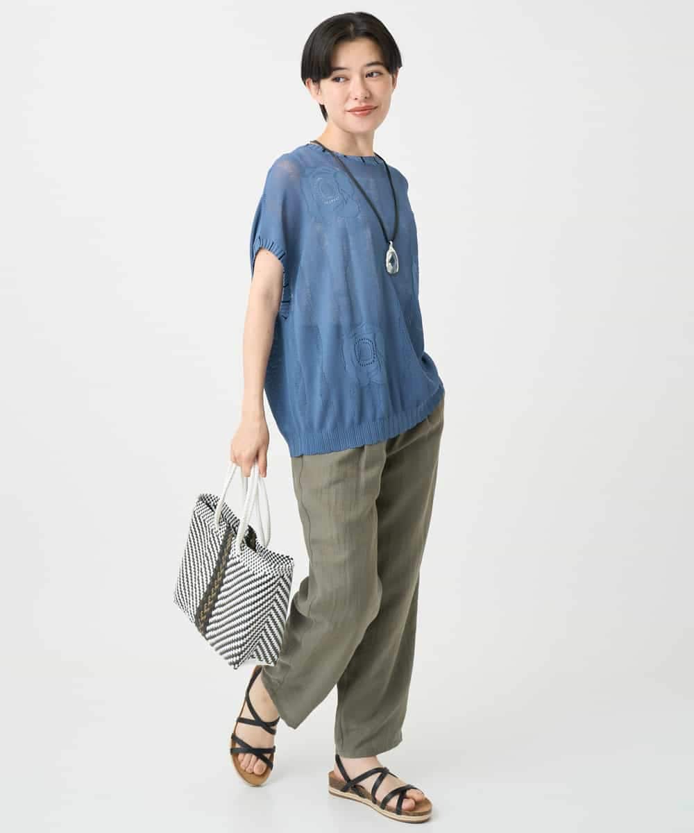 NHLHC23250 GIANNI LO GIUDICE(小さいサイズ)(メゾン ドゥ サンク) レーヨンナイロンリネンパンツ ブラウン