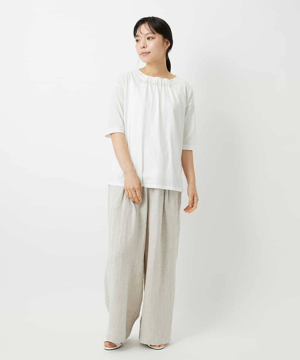 NHLHD66300 GIANNI LO GIUDICE(小さいサイズ)(メゾン ドゥ サンク) 麻ストライプパンツ ベージュ