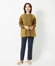 NHLHF81210 GIANNI LO GIUDICE(小さいサイズ)(メゾン ドゥ サンク) デニム調プリントハイテンションストレッチパンツ グレー