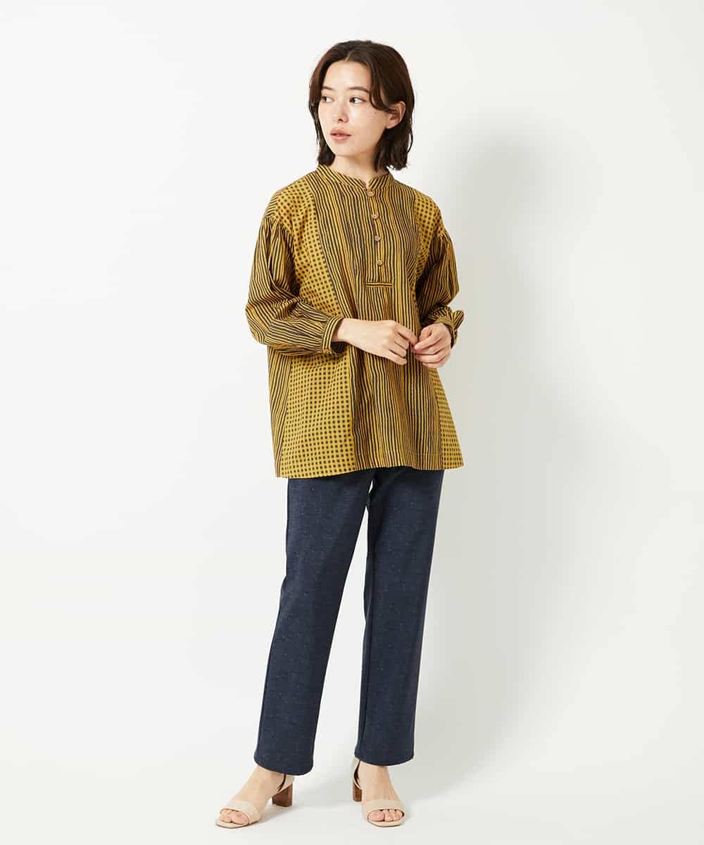NHLHF81210 GIANNI LO GIUDICE(小さいサイズ)(メゾン ドゥ サンク) デニム調プリントハイテンションストレッチパンツ グレー