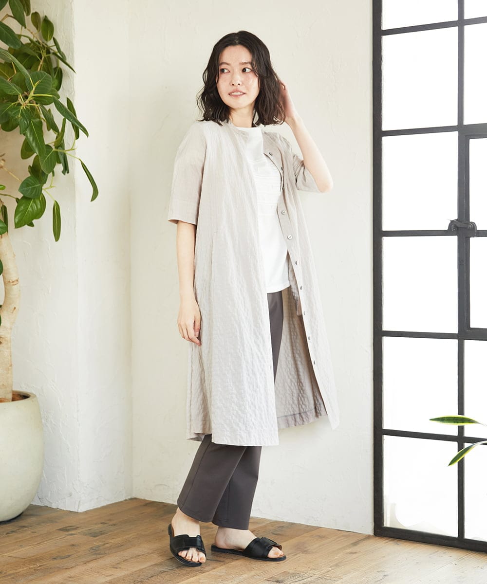 NHLHF82180 GIANNI LO GIUDICE(小さいサイズ)(メゾン ドゥ サンク) コットンハイテンション撥水ハイテンションストレッチパンツ ブラウン