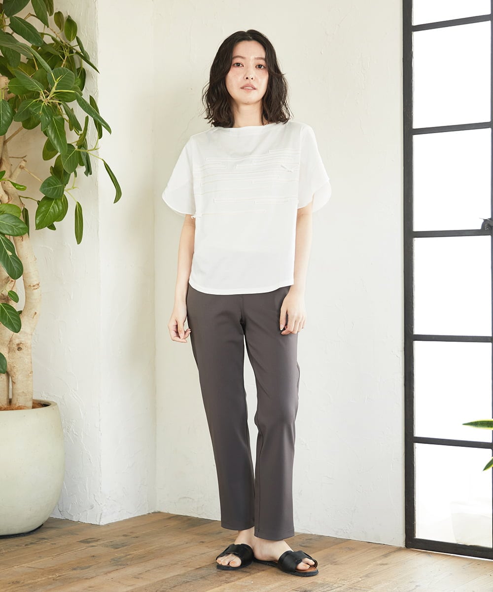 NHLHF82180 GIANNI LO GIUDICE(小さいサイズ)(メゾン ドゥ サンク) コットンハイテンション撥水ハイテンションストレッチパンツ ブラウン