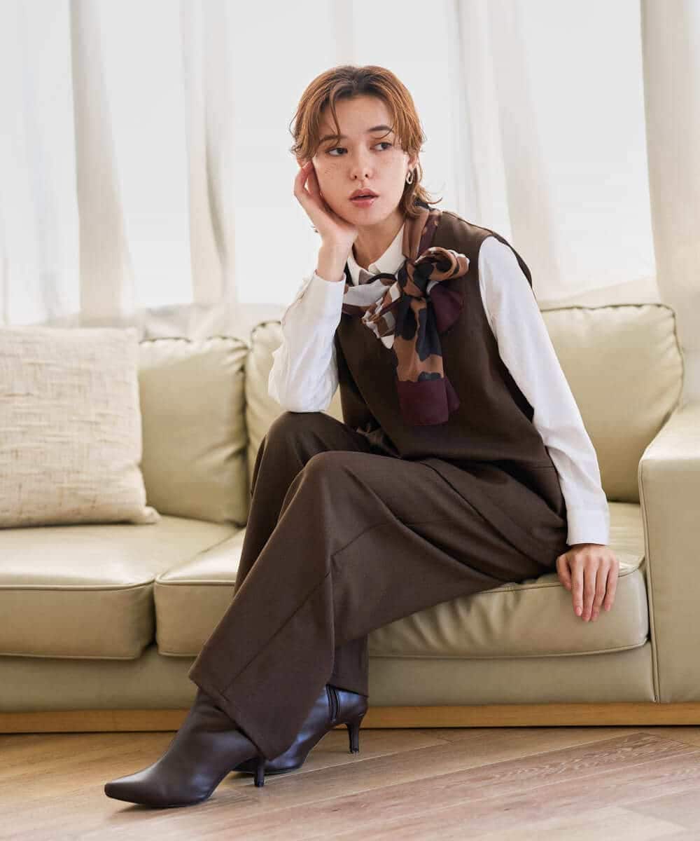 NHLJD18250 GIANNI LO GIUDICE(小さいサイズ)(メゾン ドゥ サンク) [日本製/セットアップ対応]アルガンギャバパンツ ブラウン