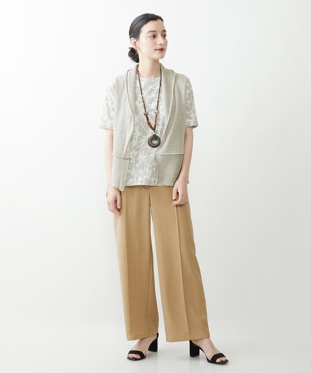 NHLJP20190 GIANNI LO GIUDICE(小さいサイズ)(メゾン ドゥ サンク) センタープレスストレートパンツ ベージュ