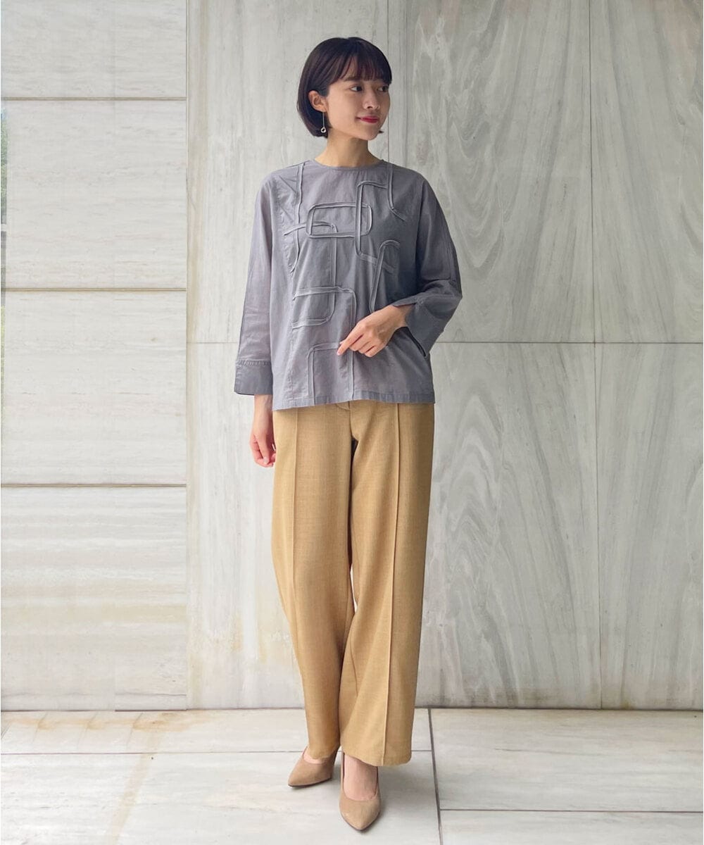 NHLJP20190 GIANNI LO GIUDICE(小さいサイズ)(メゾン ドゥ サンク) センタープレスストレートパンツ ベージュ