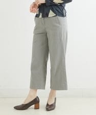 NHLJQ15250 GIANNI LO GIUDICE(小さいサイズ)(メゾン ドゥ サンク) ［日本製］起毛ストライプストレートパンツ グリーン