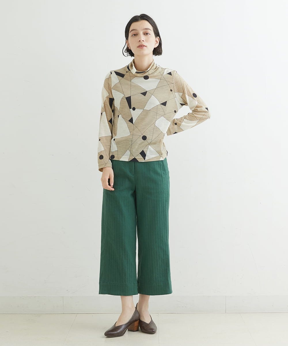 NHLJQ15250 GIANNI LO GIUDICE(小さいサイズ)(メゾン ドゥ サンク) ［日本製］起毛ストライプストレートパンツ グリーン