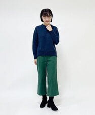 NHLJQ15250 GIANNI LO GIUDICE(小さいサイズ)(メゾン ドゥ サンク) ［日本製］起毛ストライプストレートパンツ グリーン