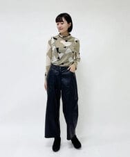 NHLJQ21270 GIANNI LO GIUDICE(小さいサイズ)(メゾン ドゥ サンク) エコレザーストレートパンツ ブラック