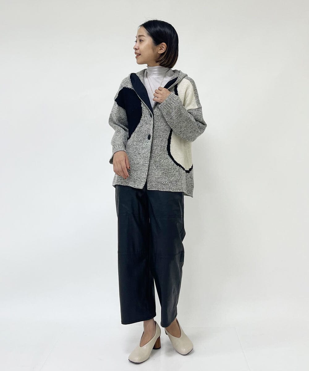 NHLJQ21270 GIANNI LO GIUDICE(小さいサイズ)(メゾン ドゥ サンク) エコレザーストレートパンツ ブラック