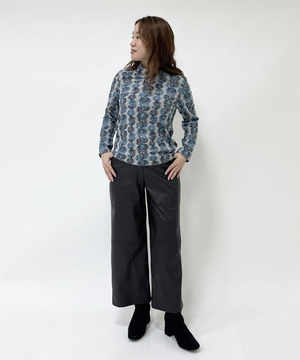 NHLJQ21270 GIANNI LO GIUDICE(小さいサイズ)(メゾン ドゥ サンク) エコレザーストレートパンツ ブラック