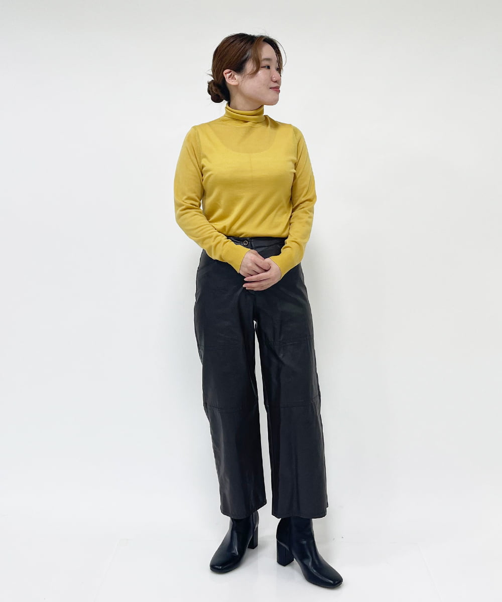 NHLJQ21270 GIANNI LO GIUDICE(小さいサイズ)(メゾン ドゥ サンク) エコレザーストレートパンツ ブラック