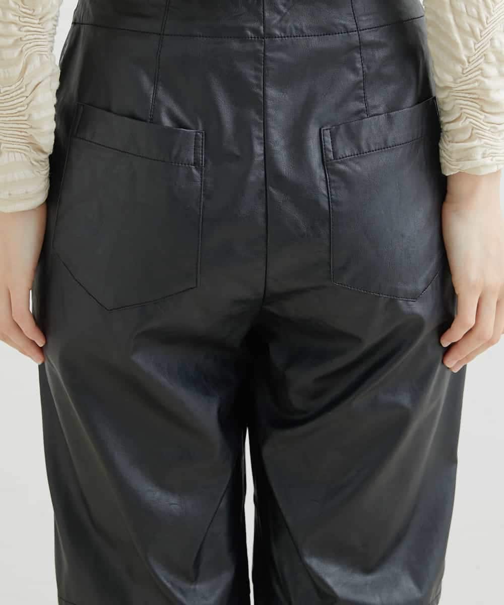 NHLJQ21270 GIANNI LO GIUDICE(小さいサイズ)(メゾン ドゥ サンク) エコレザーストレートパンツ ブラック