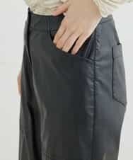 NHLJQ21270 GIANNI LO GIUDICE(小さいサイズ)(メゾン ドゥ サンク) エコレザーストレートパンツ ブラック