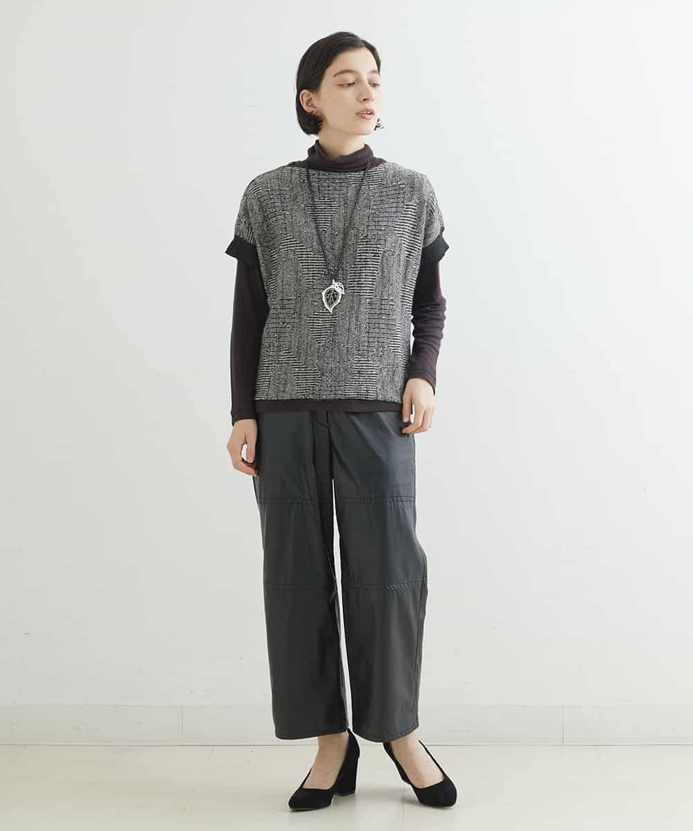 NHLJQ21270 GIANNI LO GIUDICE(小さいサイズ)(メゾン ドゥ サンク) エコレザーストレートパンツ ブラック