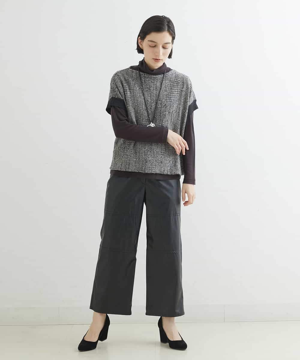 NHLJQ21270 GIANNI LO GIUDICE(小さいサイズ)(メゾン ドゥ サンク) エコレザーストレートパンツ ブラック
