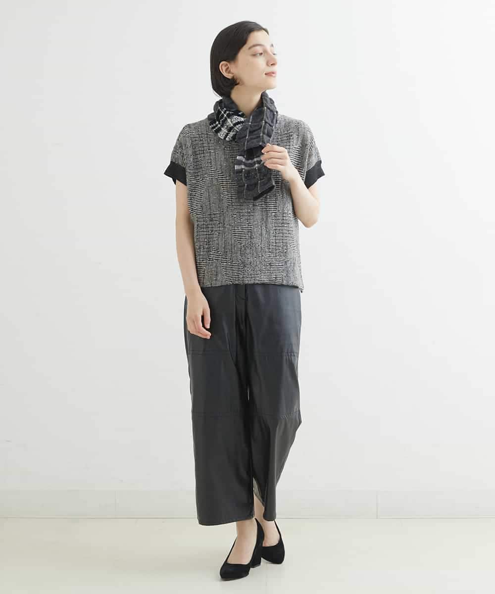 NHLJQ21270 GIANNI LO GIUDICE(小さいサイズ)(メゾン ドゥ サンク) エコレザーストレートパンツ ブラック