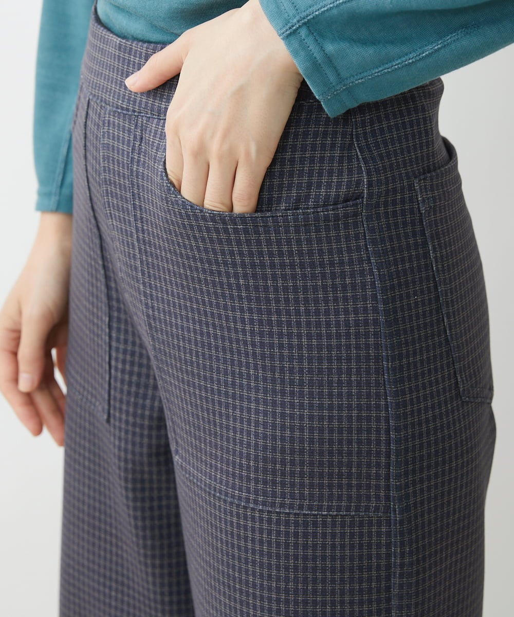 NHLJS30230 GIANNI LO GIUDICE(小さいサイズ)(メゾン ドゥ サンク) [リバーシブル]ダンボールチェック柄ガウチョパンツ ネイビー