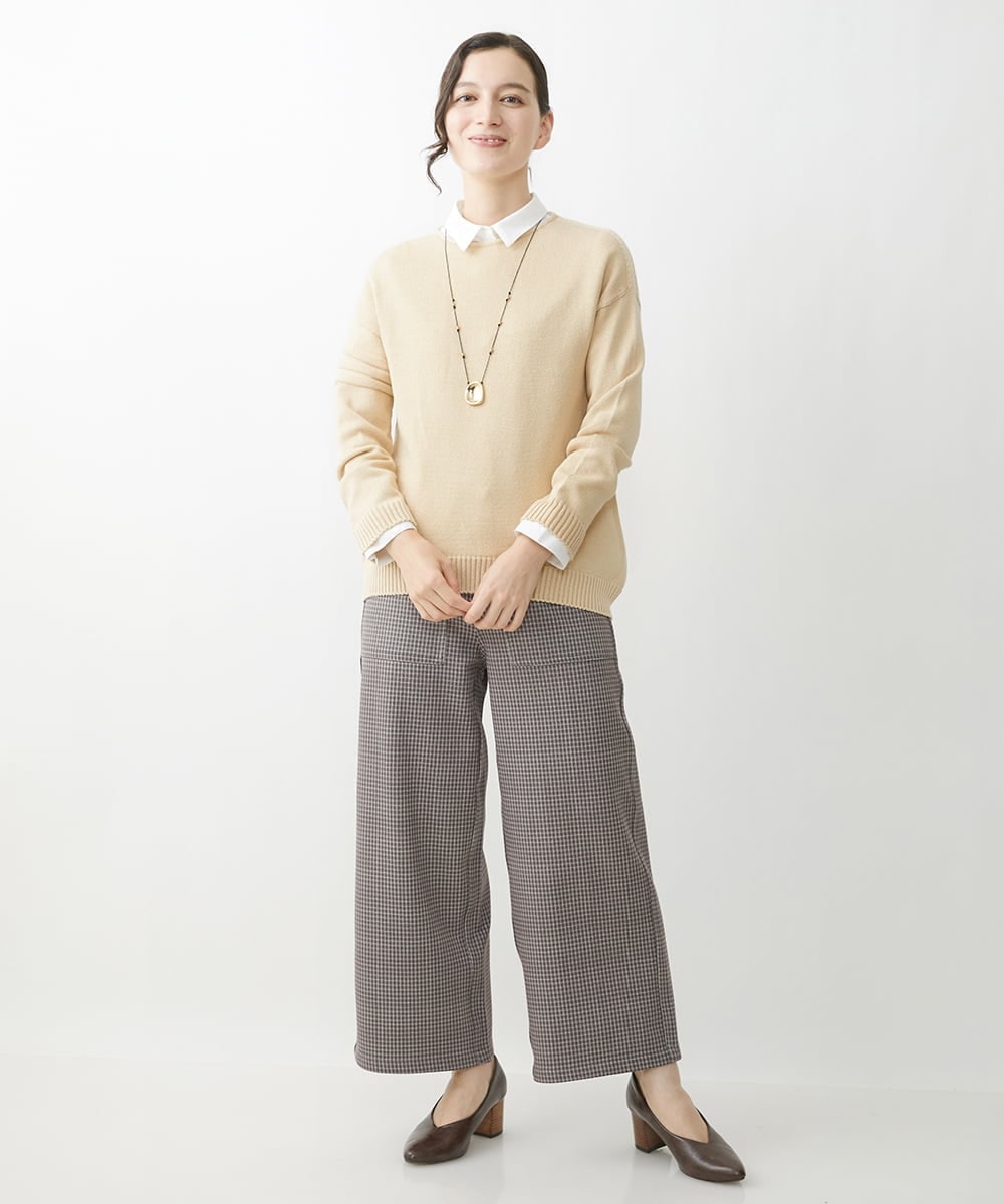 NHLJS30230 GIANNI LO GIUDICE(小さいサイズ)(メゾン ドゥ サンク) [リバーシブル]ダンボールチェック柄ガウチョパンツ ネイビー