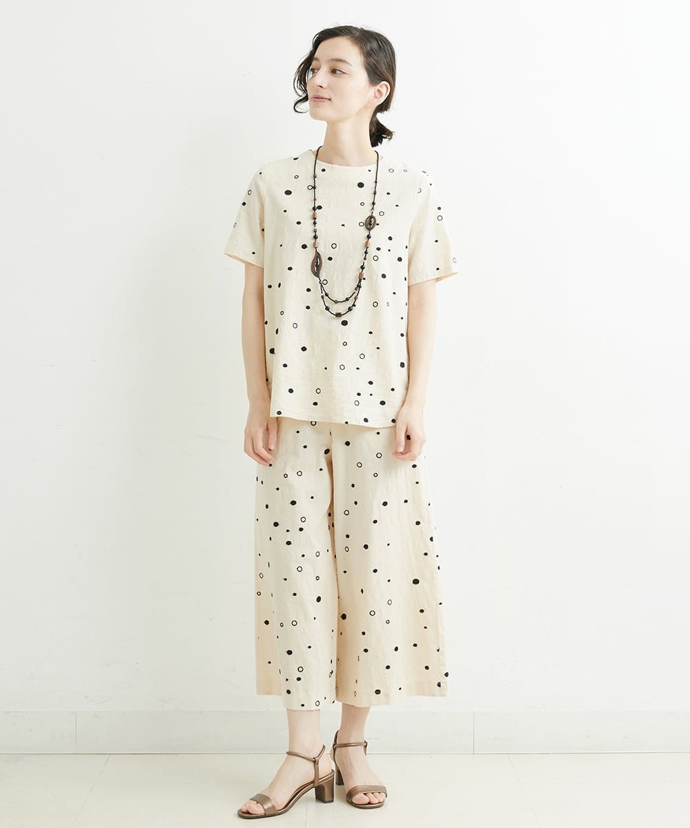 NHLJT25230 GIANNI LO GIUDICE(小さいサイズ)(メゾン ドゥ サンク) [セットアップ対応]スラブコットンドット刺繍パンツ ブラック（墨黒）