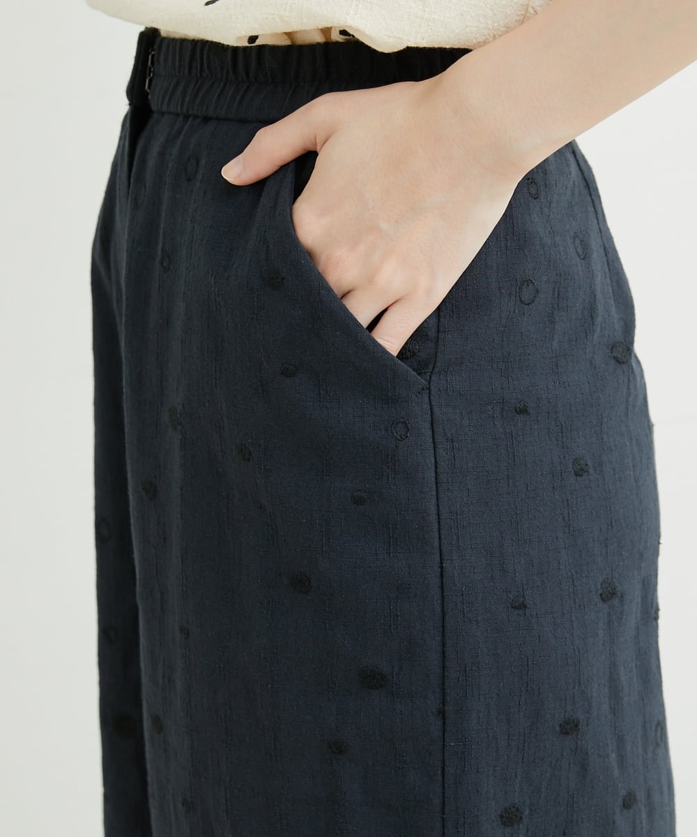 NHLJT25230 GIANNI LO GIUDICE(小さいサイズ)(メゾン ドゥ サンク) [セットアップ対応]スラブコットンドット刺繍パンツ ブラック（墨黒）