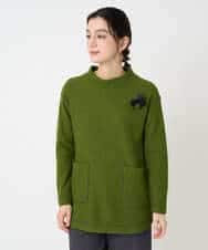 NHPAF18270 GIANNI LO GIUDICE(小さいサイズ)(メゾン ドゥ サンク) [日本製]ウールマイクロループスクランブル編みチュニックカットソー グリーン