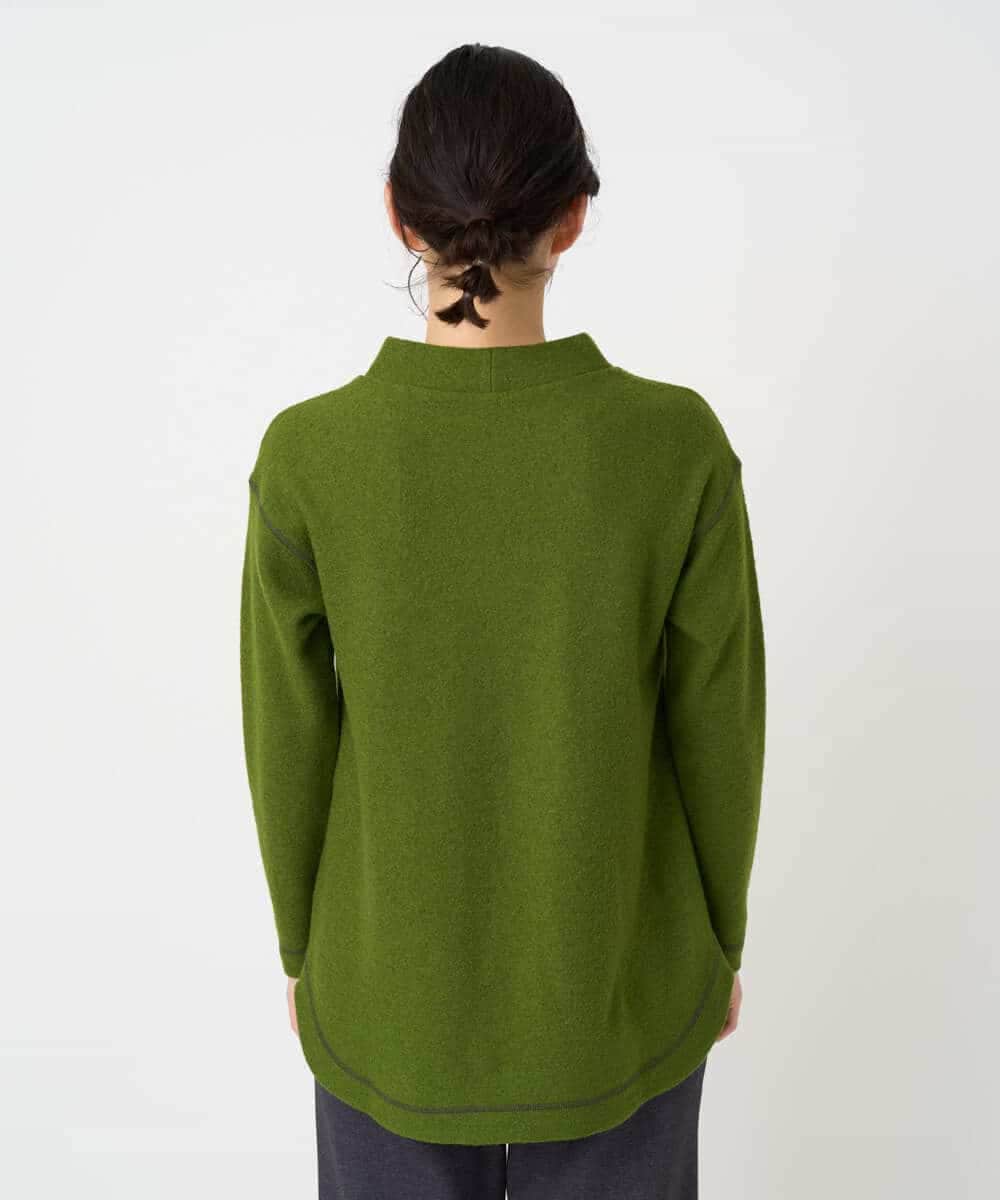 NHPAF18270 GIANNI LO GIUDICE(小さいサイズ)(メゾン ドゥ サンク) [日本製]ウールマイクロループスクランブル編みチュニックカットソー グリーン