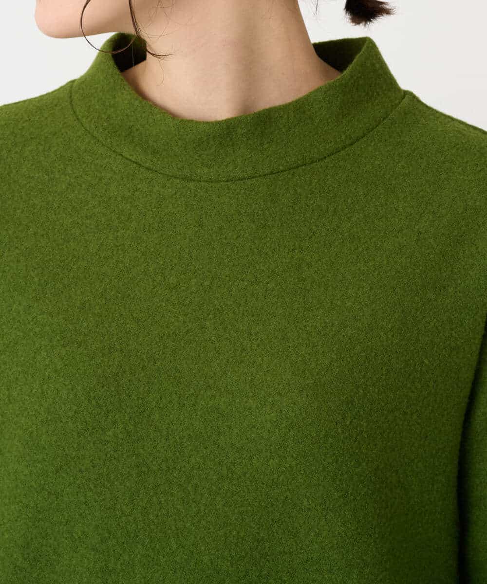 NHPAF18270 GIANNI LO GIUDICE(小さいサイズ)(メゾン ドゥ サンク) [日本製]ウールマイクロループスクランブル編みチュニックカットソー グリーン