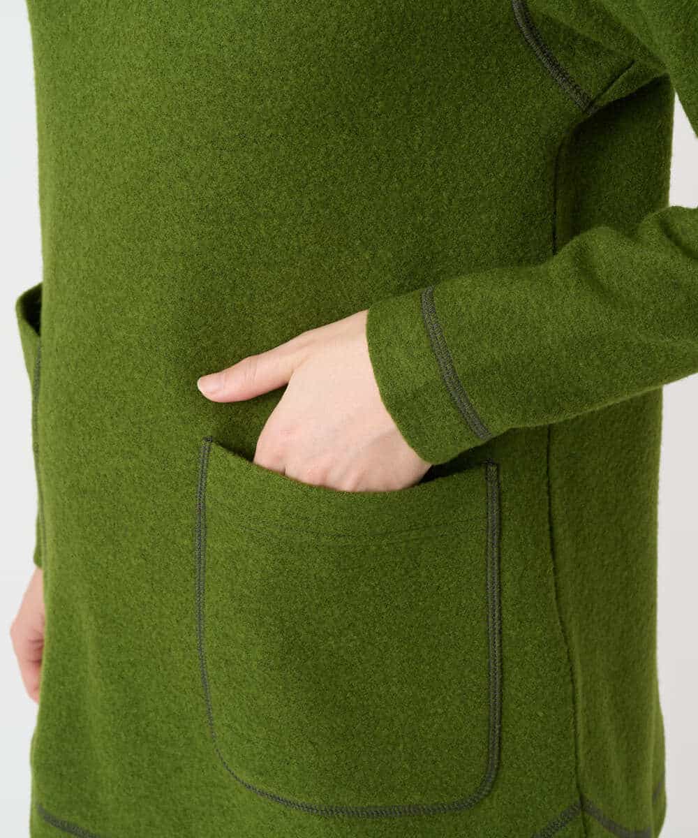 NHPAF18270 GIANNI LO GIUDICE(小さいサイズ)(メゾン ドゥ サンク) [日本製]ウールマイクロループスクランブル編みチュニックカットソー グリーン