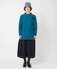 NHPAF18270 GIANNI LO GIUDICE(小さいサイズ)(メゾン ドゥ サンク) [日本製]ウールマイクロループスクランブル編みチュニックカットソー グリーン