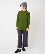 NHPAF18270 GIANNI LO GIUDICE(小さいサイズ)(メゾン ドゥ サンク) [日本製]ウールマイクロループスクランブル編みチュニックカットソー グリーン