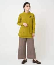 NHPAF18270 GIANNI LO GIUDICE(小さいサイズ)(メゾン ドゥ サンク) [日本製]ウールマイクロループスクランブル編みチュニックカットソー グリーン