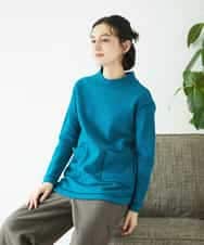 NHPAF18270 GIANNI LO GIUDICE(小さいサイズ)(メゾン ドゥ サンク) [日本製]ウールマイクロループスクランブル編みチュニックカットソー ブルー