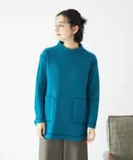 NHPAF18270 GIANNI LO GIUDICE(小さいサイズ)(メゾン ドゥ サンク) [日本製]ウールマイクロループスクランブル編みチュニックカットソー ブルー