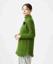 NHPAF18270 GIANNI LO GIUDICE(小さいサイズ)(メゾン ドゥ サンク) [日本製]ウールマイクロループスクランブル編みチュニックカットソー ブルー