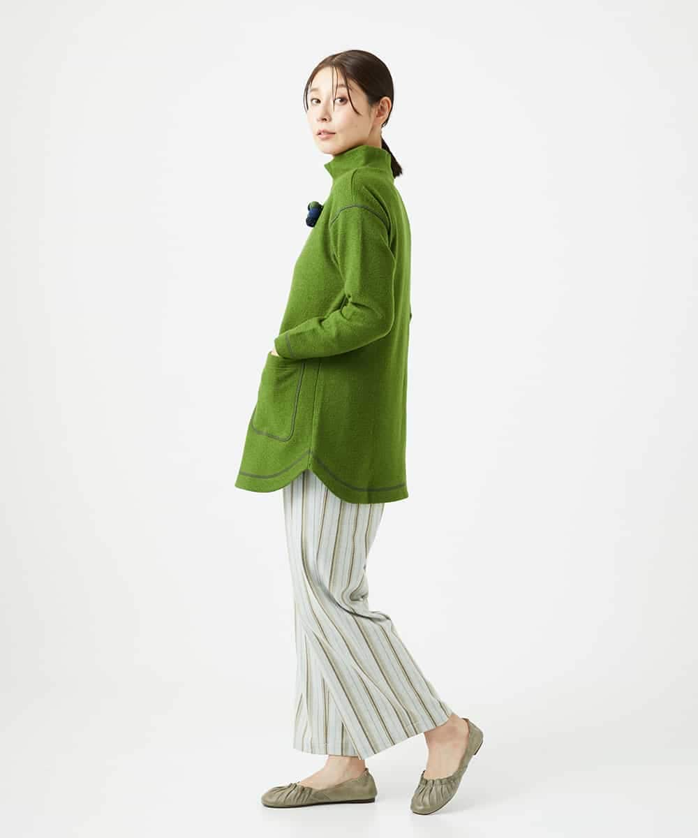 NHPAF18270 GIANNI LO GIUDICE(小さいサイズ)(メゾン ドゥ サンク) [日本製]ウールマイクロループスクランブル編みチュニックカットソー ブルー