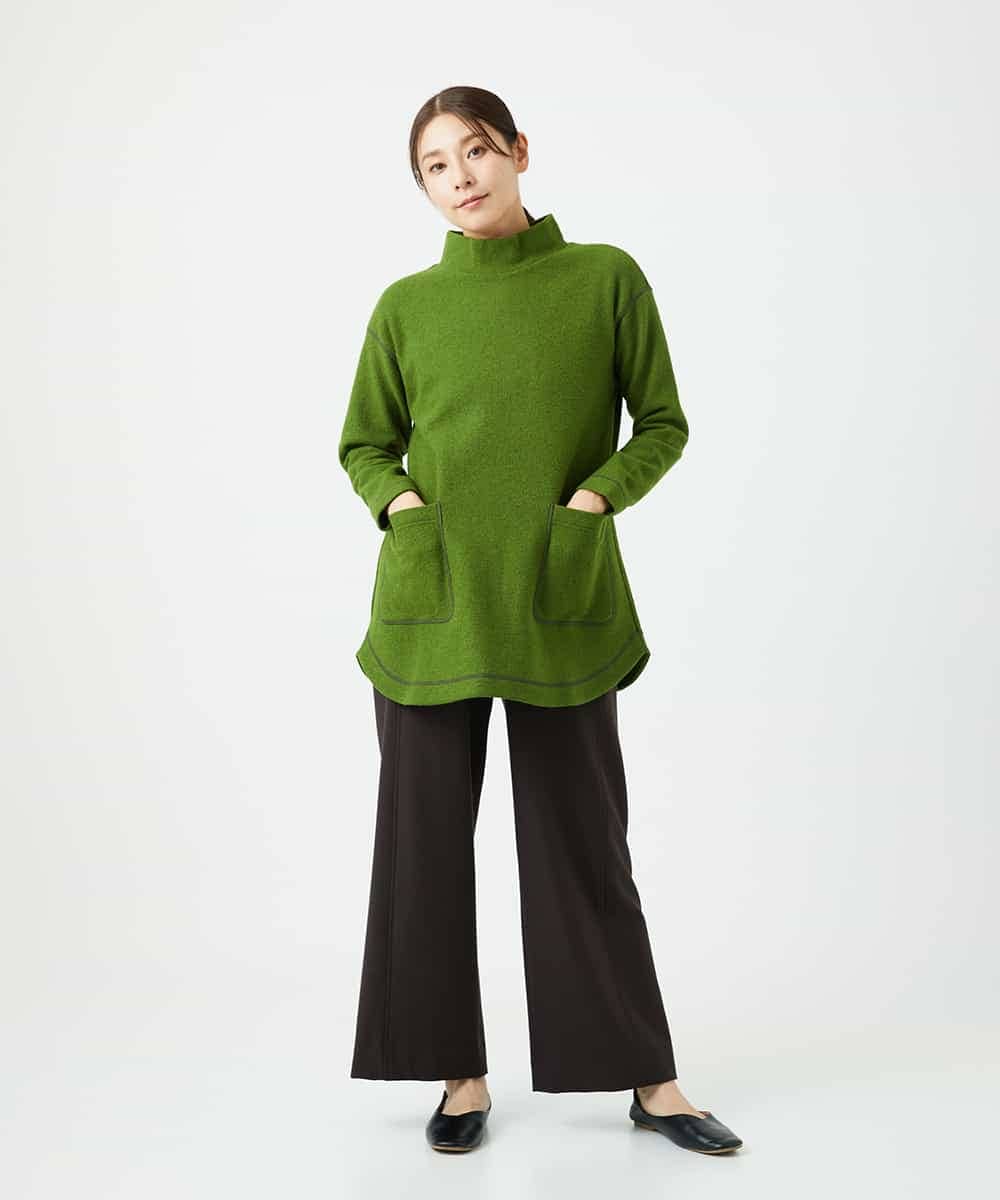 NHPAF18270 GIANNI LO GIUDICE(小さいサイズ)(メゾン ドゥ サンク) [日本製]ウールマイクロループスクランブル編みチュニックカットソー ブルー